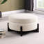 Rond élégant avec rangement, pieds rabattables en chêne, beige, design américain, rembourrage beige en fibre de carbone, siège à assise souple moyen, matériau principal