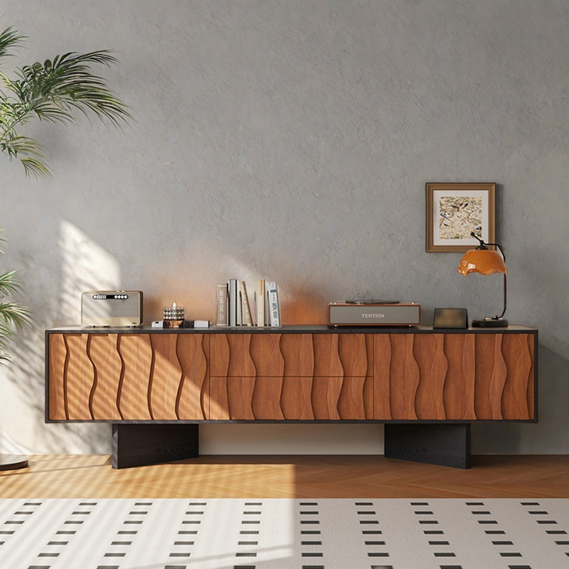 Meuble télé en bois massif de style médiéval, 62.99"