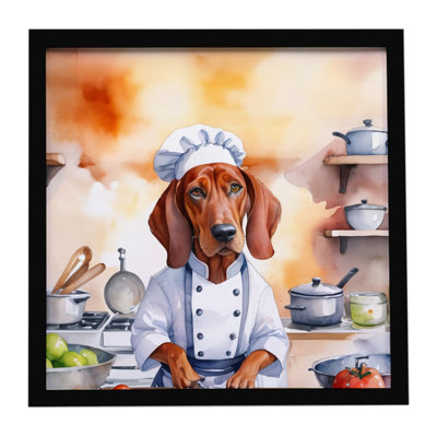 Redbone Coonhound The Chef Framed Metal Print
