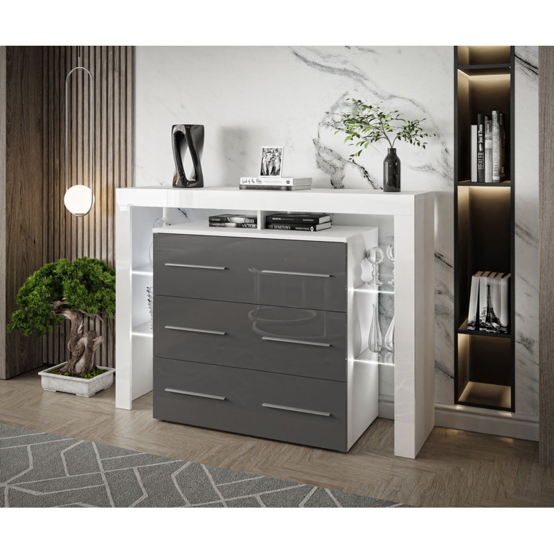 Ametra 140cm W 6 - Drawer Chest of Drawers, Grey/White