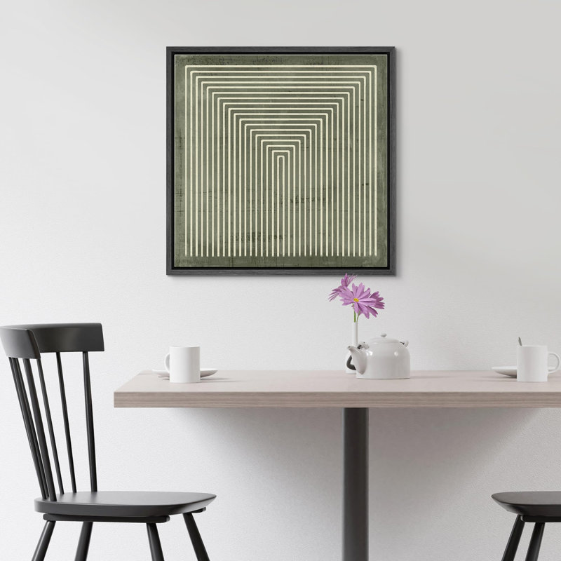 Linear Geometry " Abstract Geometric Concentric Squares ", Black, 24" H x 24" W