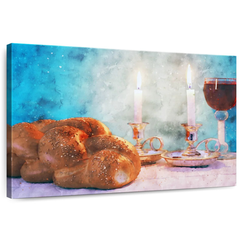Challah et vin, H 16 po x l 24 po