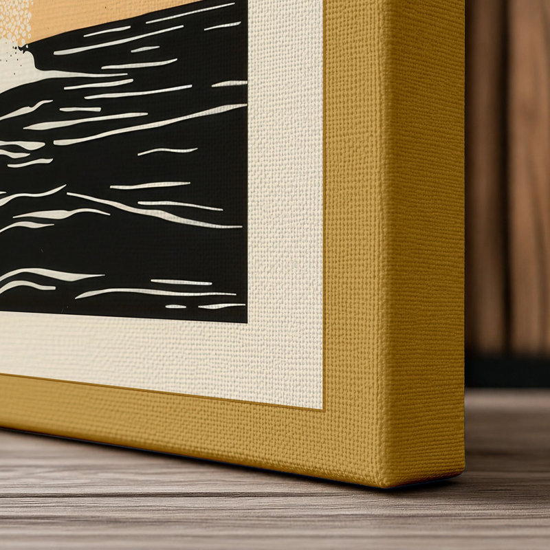 Breaching Whale Coastal - Wrapped Canvas, 18x12 - 45.7 x 30.5 cm, Ochre Border