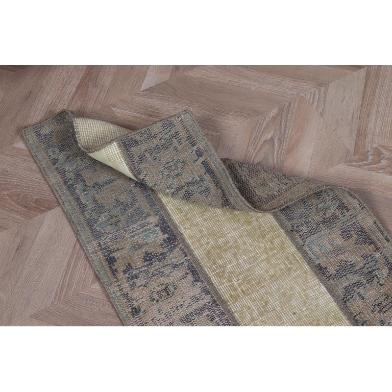 Authentic Vintage Turkish Patchwork Rug in Blue Ideal for Entryway Stylish Oushak Design