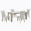Ensemble de salle à manger 5 pièces avec plateau en faux marbre blanc et pieds en chêne clair pour la salle à manger, la table de cuisine et les chaises
