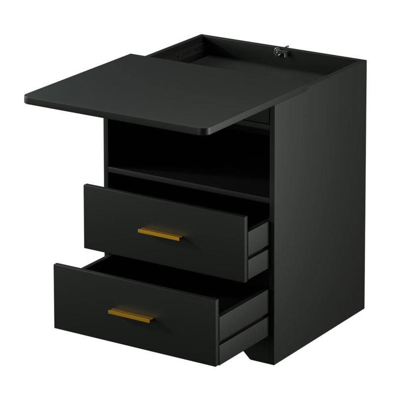 45 cm W Bedside Table, Black