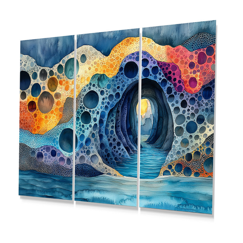 Ensemble de décorations murales bleu et orange, Métal métal, H 32 po x l 48 po x P 1 po