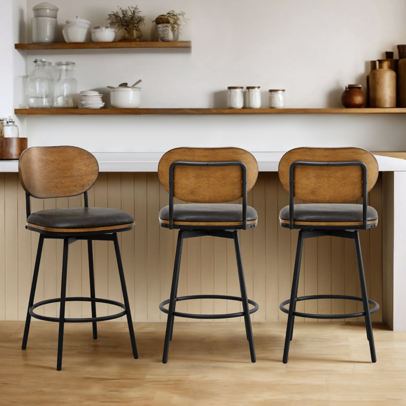 Tabouret pivotant et en métal Avriel, 3, Gris foncé, Tabouret de comptoir avec siège d'une hauteur de 