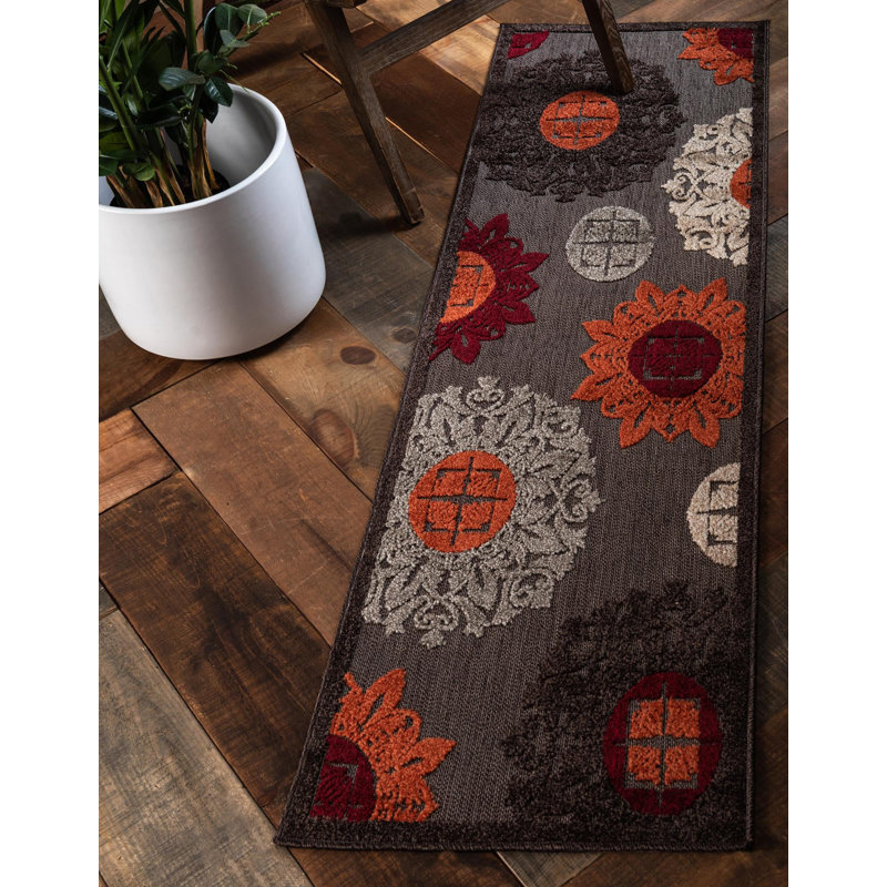 Tapis d'intérieur / extérieur brun Dalbury, Tapis de couloir 2 pi x 6 pi 1 po