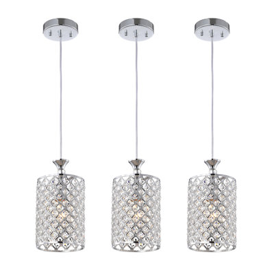 Ivonna 1 - Light Luxury Round Glam Pendant Light With Crystals(Set Of 3)