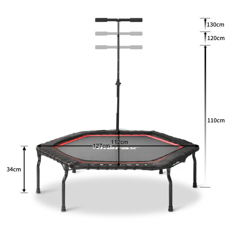 KINWELL ft Hexagon Fitness Trampoline with Handlebar, Red