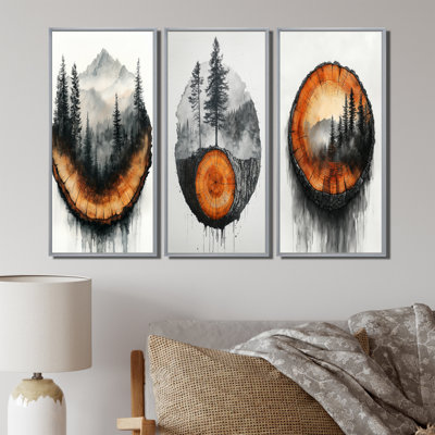 «White Pure Mountain Nature Landscape I», ensemble d'art mural paysage de 3