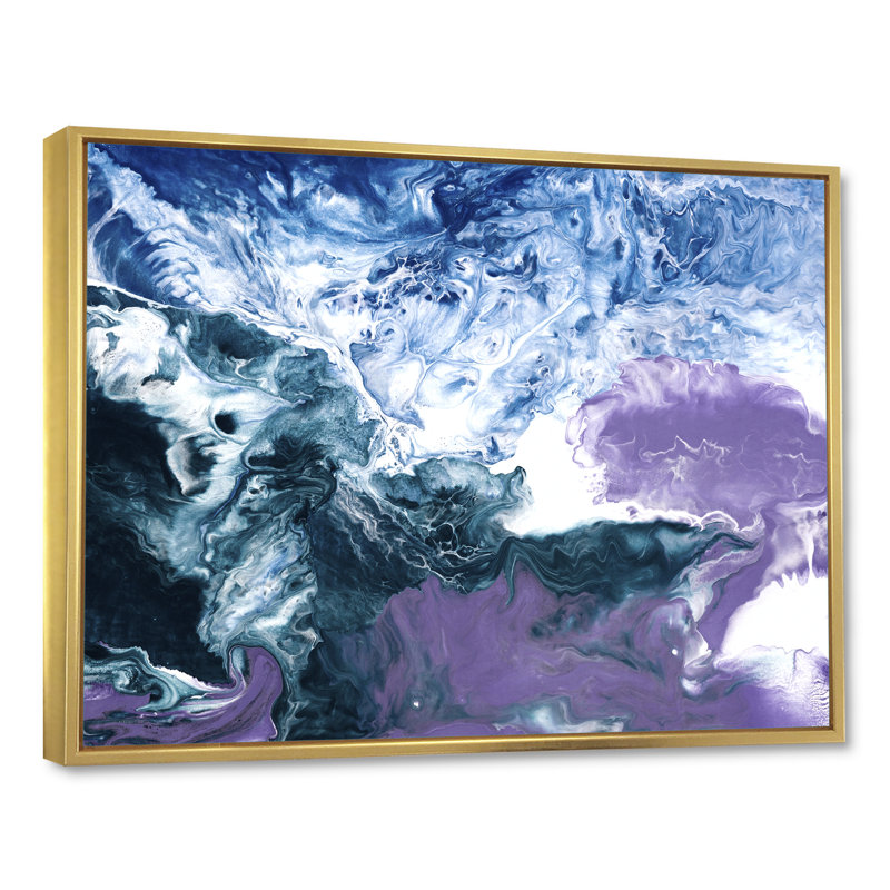 «Blue and Violet», impression sur toile, Cadre flottant doré, H 34 po x l 44 po x P 1,5 po