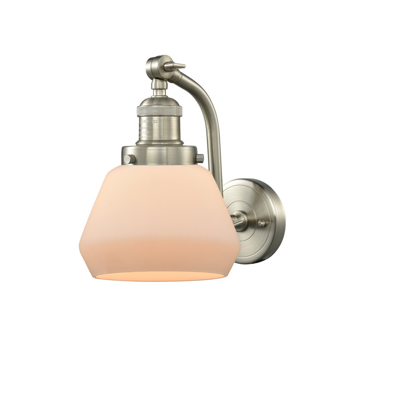 Chill Armed Sconce, Brushed Satin Nickel, Matte White Cased