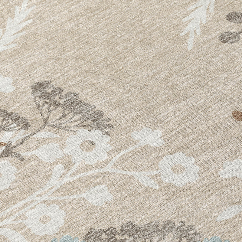Machine Washable Indoor/Outdoor Chantille ACN2334 Floral Rug, Rectangle 5' x 7'6"