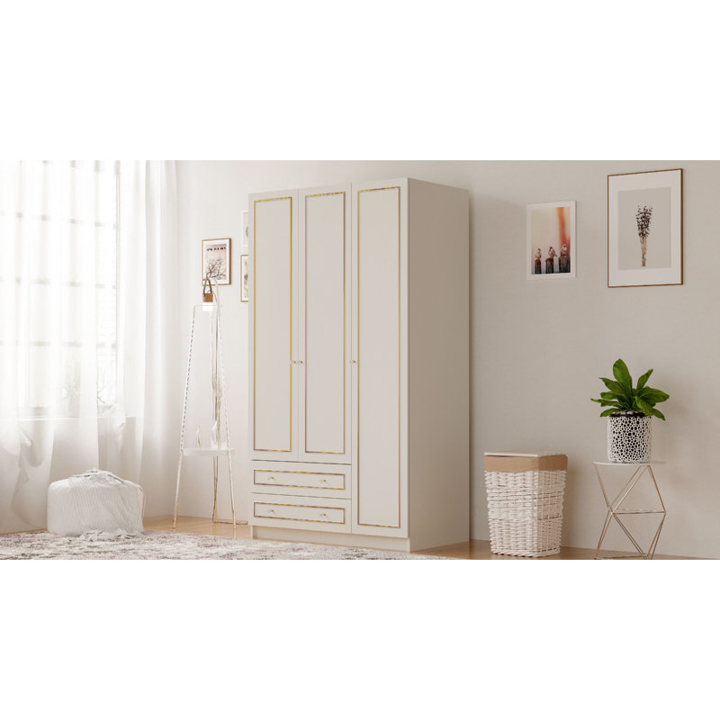 Vanderpool 3 Door Manufactured Wood Wardrobe, 210cm H x 105cm W x 52cm D