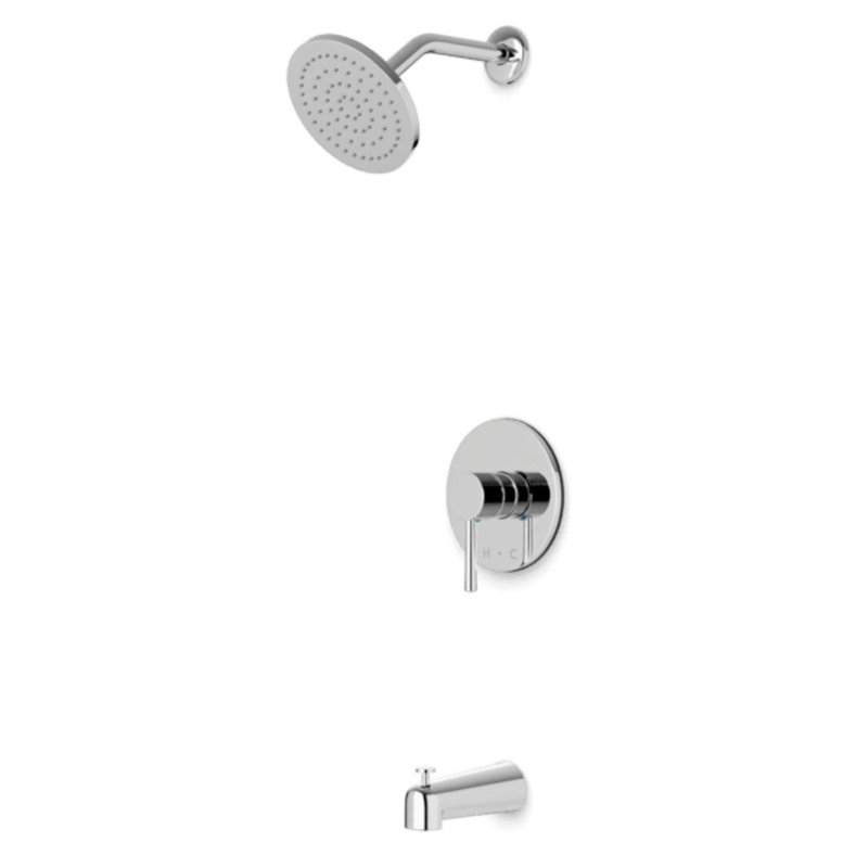 Trova Round Pressure Balance Tub / Shower Trim Kit With Rain Head Brushed Nickel, Chrome
