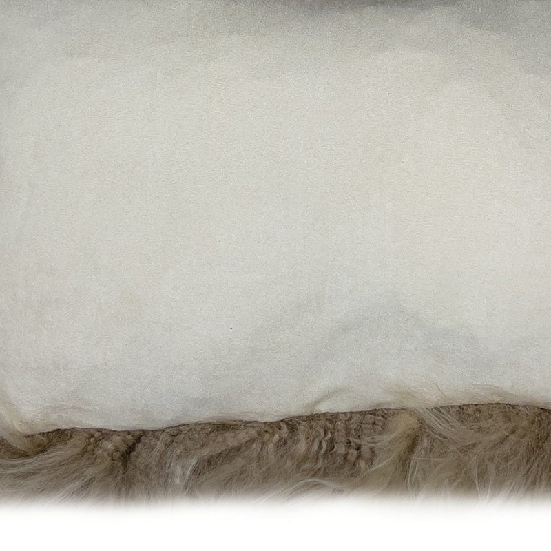Taupe Sheepskin Rectangular Throw Pillow Set