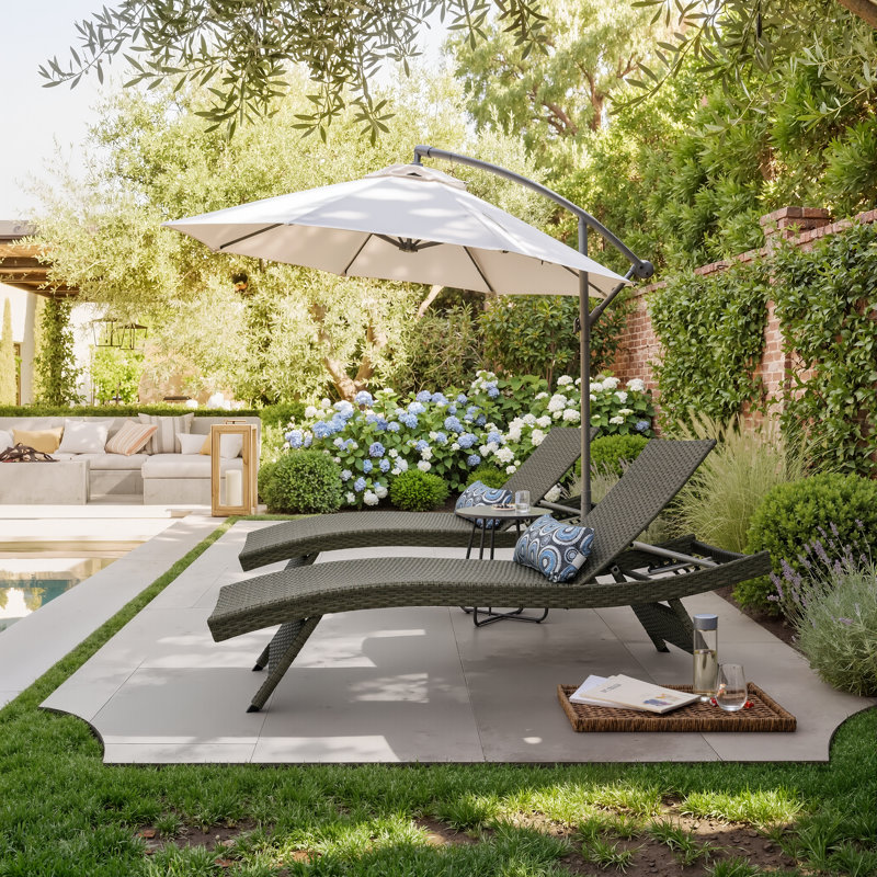 Ozellar All Weather Outdoor Wicker Chaise Lounge, Nature
