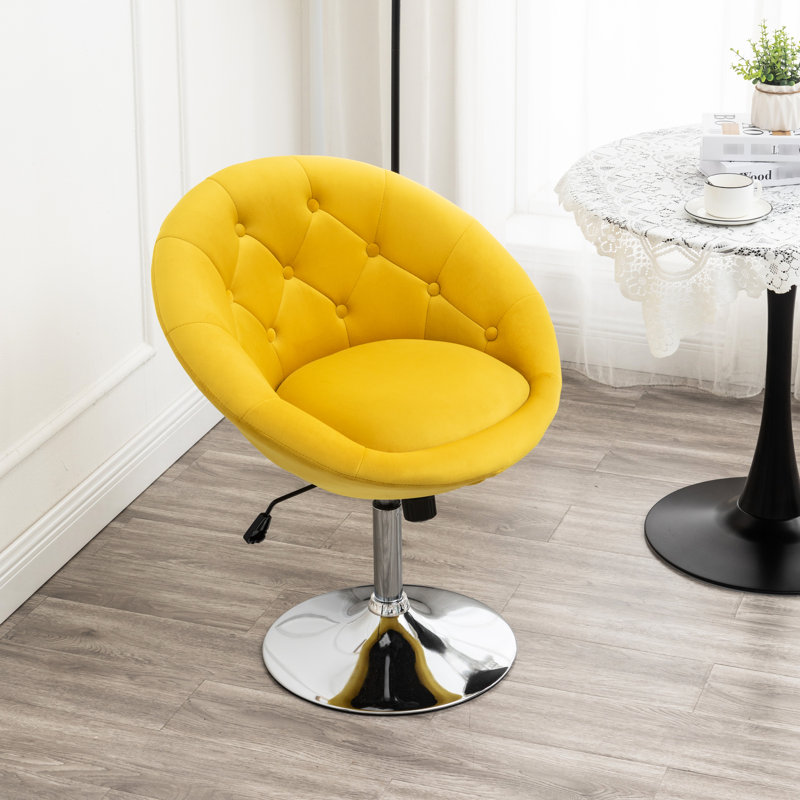 Fauteuil pivotant à 360 degrés en velours jaune, Yellow