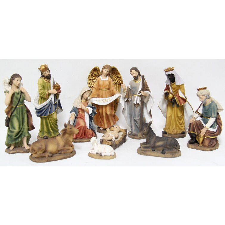 8 in. H Nativity Set Garden Statue (11-Piece)