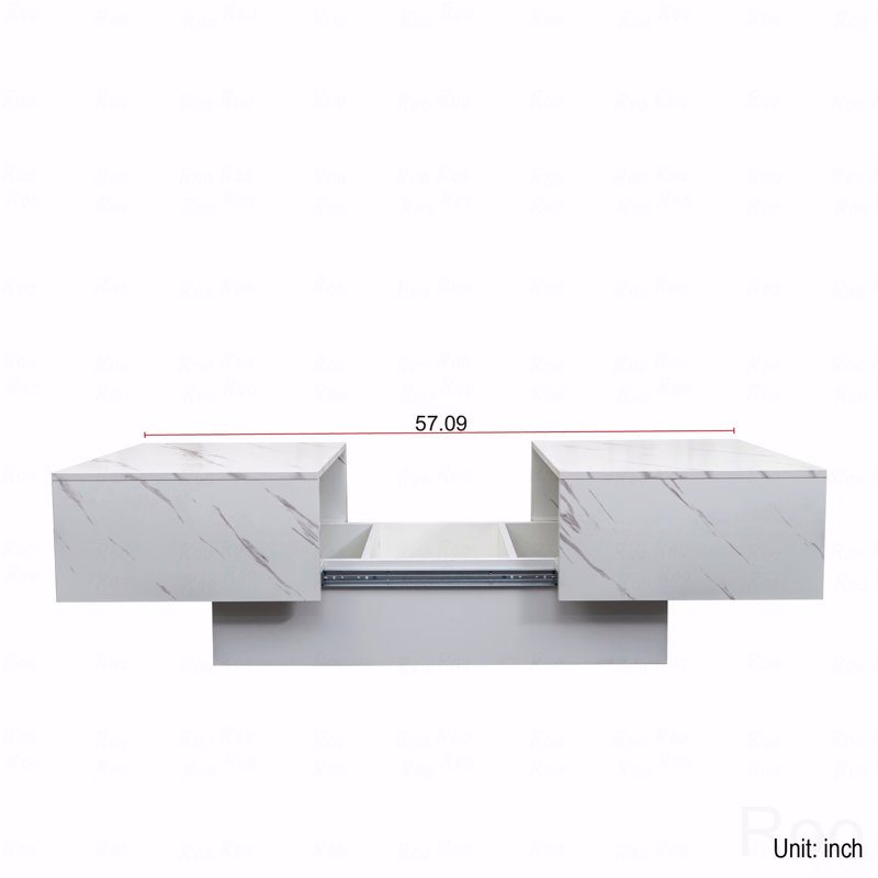 Table basse coulissante avec plateau de rangement dissimulé