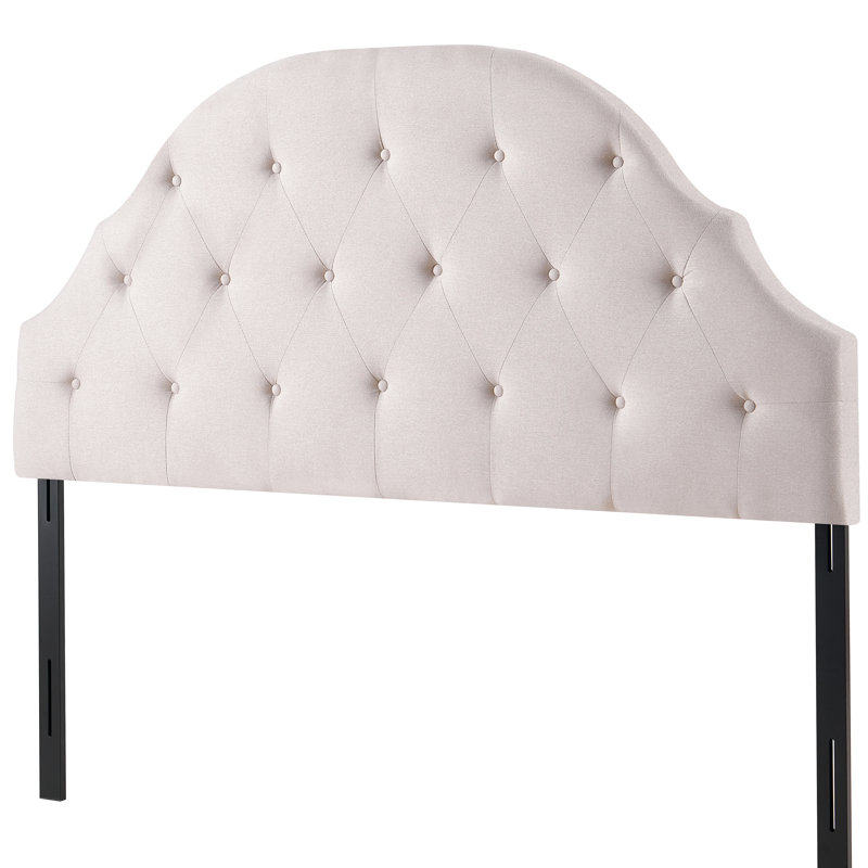 Beige Classic Arched Tufted Headboard, Queen