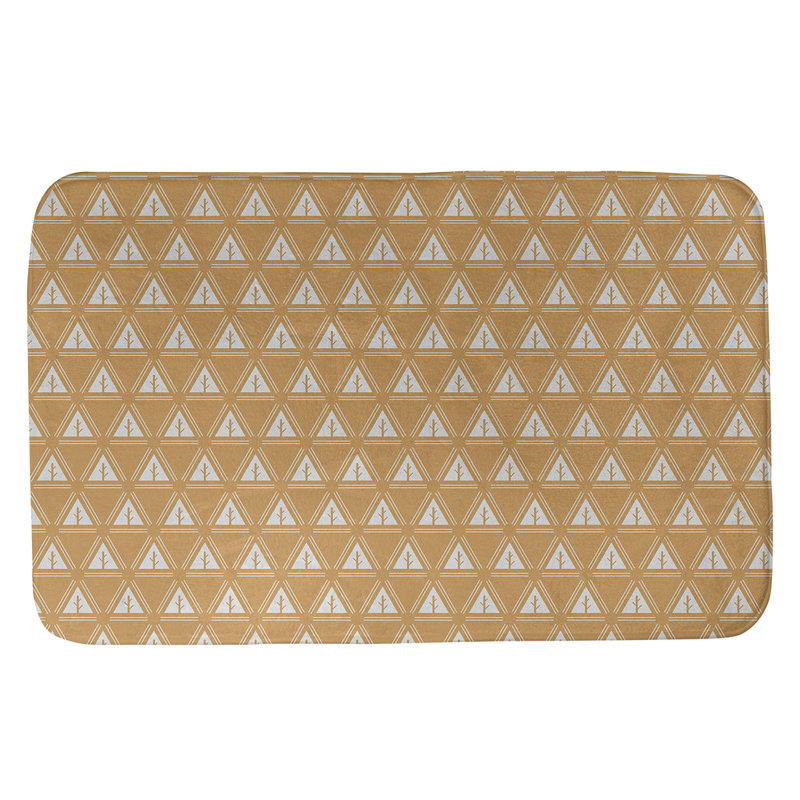 Tapis pour salle de bain à arbres minimalistes Barbra, l 21 po x L 34 po, Orange et gris