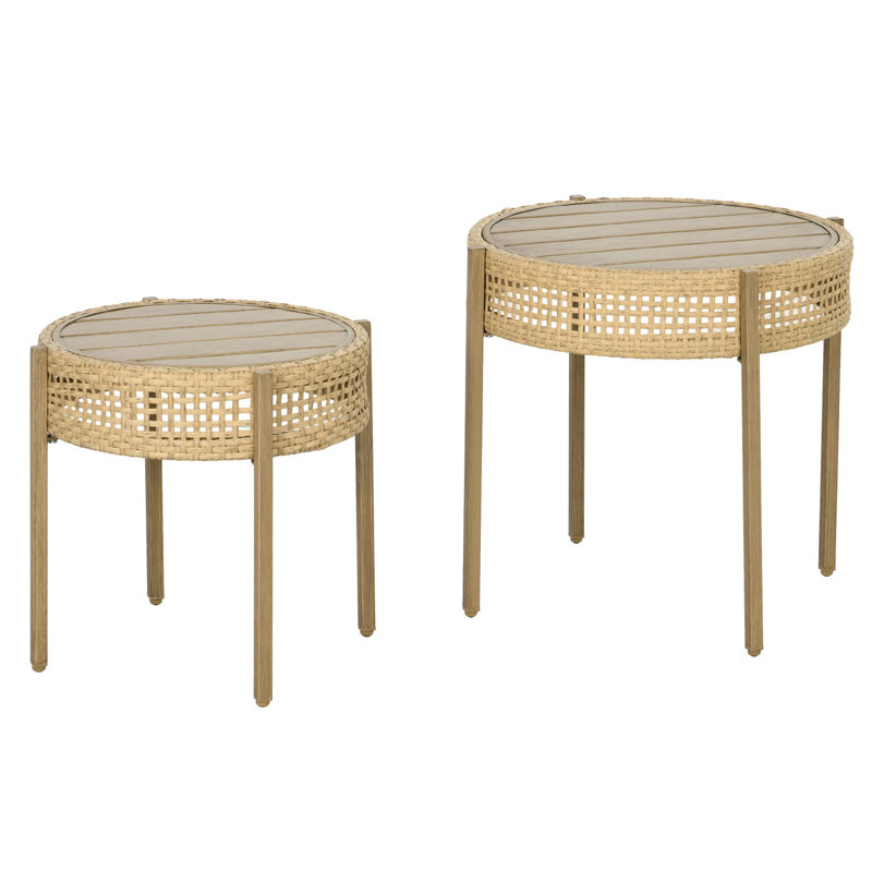 Ensemble de 2 tables de patio en osier