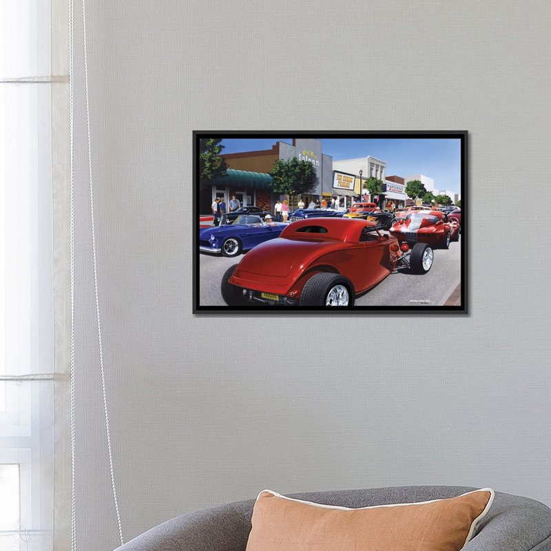 « car show » 98», reproduction d’impression sur toile, H 18 po x l 26 po x P 1,5 po, Cadre noir
