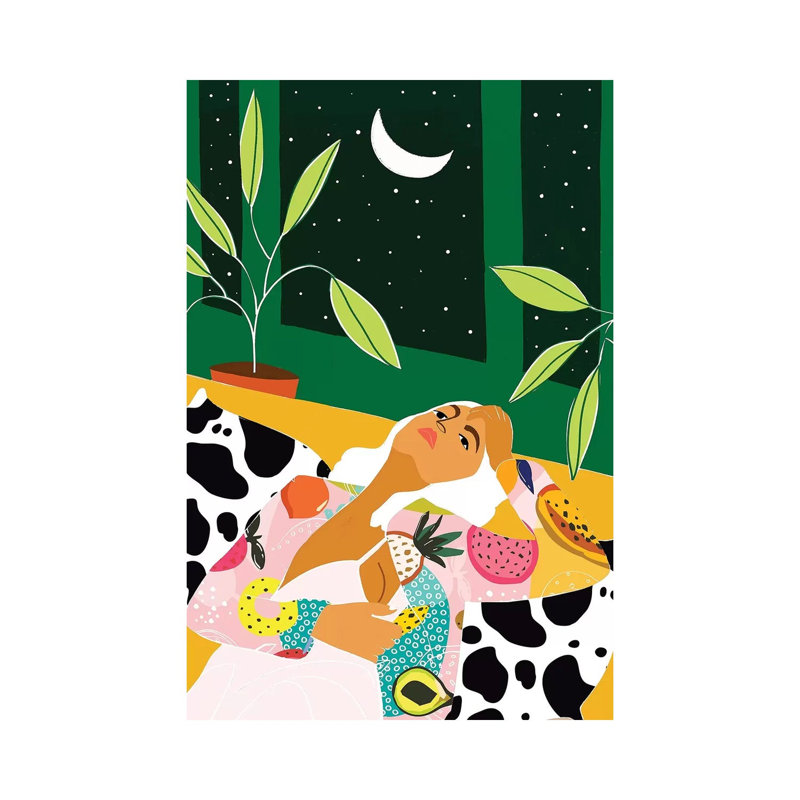 Moon Lover - Painting on Canvas, Wrapped Canvas, 30.48cm H x 20.32cm W x 1.91cm D