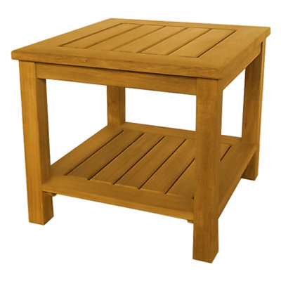 Newport 22" Teak Outdoor Square Side Table Shelf