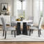 Ensemble de table de salle à manger 5 pièces, table de salle à manger moderne de 43 pouces et 4 chaises rembourrées pour la salle à manger, la cuisine, le salon et l'assemblage facile-839910766-839910765