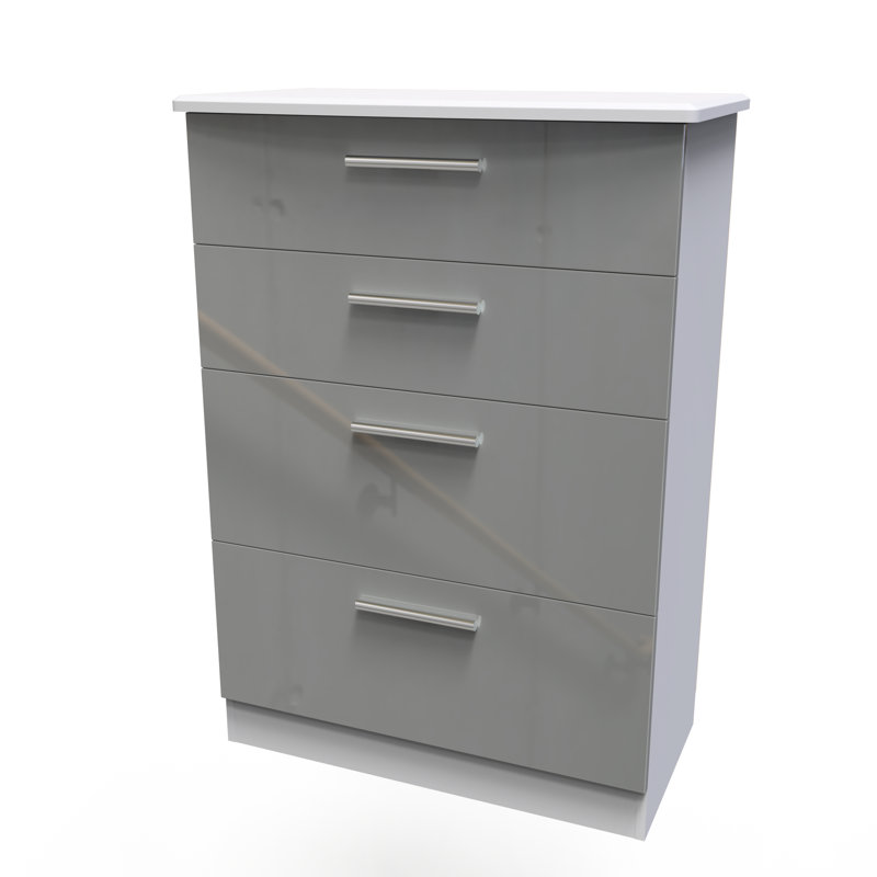 Fully Assembled Letoya 4 - Drawer Chest of Drawers, Grey Gloss