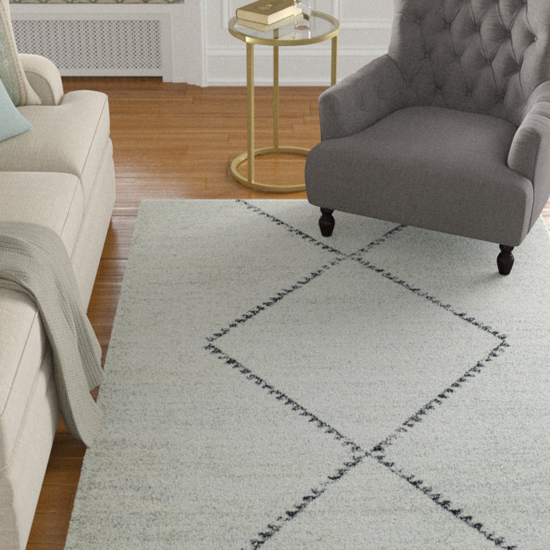 Tapis de zone ivoire Manuela, Rectangle 5 pi 3 po x 7 pi 7 po