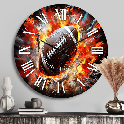 Horloge murale rouge avec ballon de football rouge