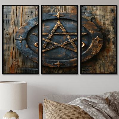 Wicca Pentagram - Spiritual Stone Wall Art Print Set