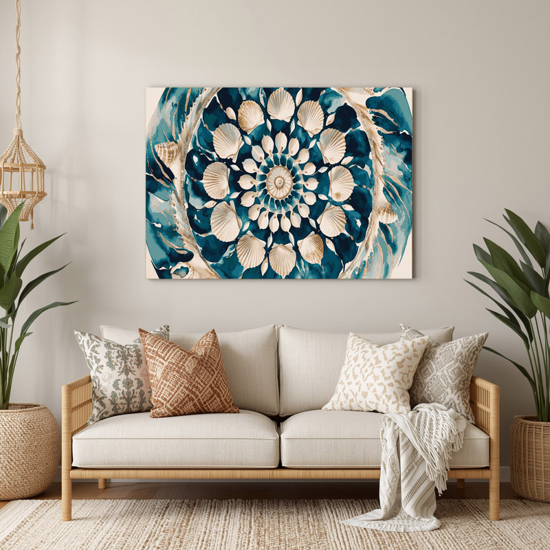 Nautique, coquillages, art mural en métal beige, H 11 po x l 14 po