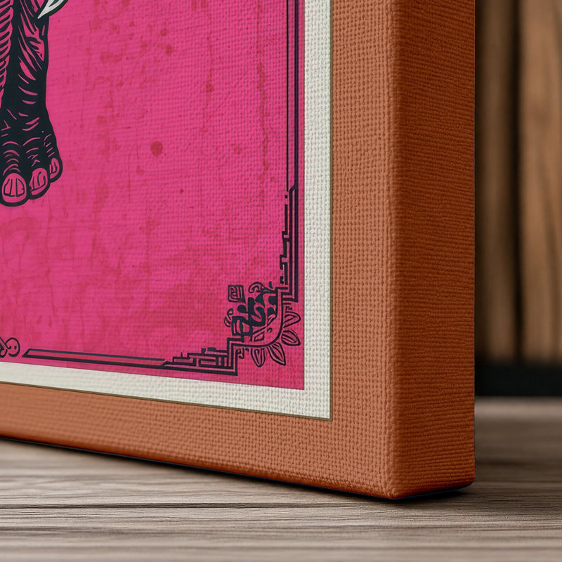 Elephant Heraldic Art Deco - Wrapped Canvas, 36x24 - 91.4 x 61.0 cm, Terracotta Border