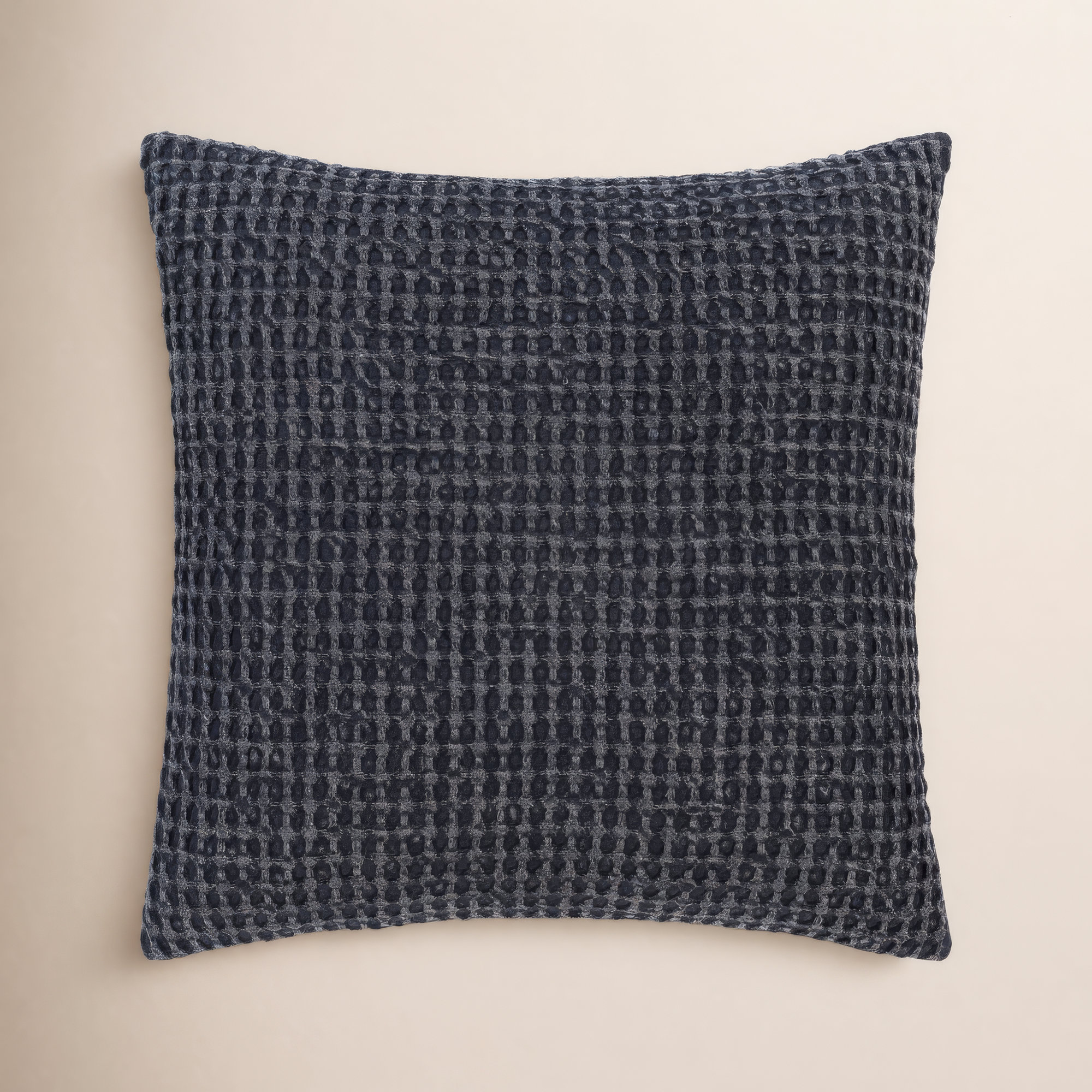 Kappa Geometric Cotton Throw Pillow, Black, 22" x 22", Polyester/Polyfil