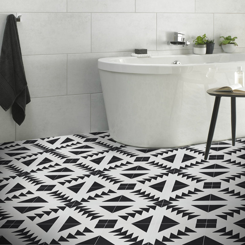 Tadla 8 in. x 8 in. Honed Tile, Black/White