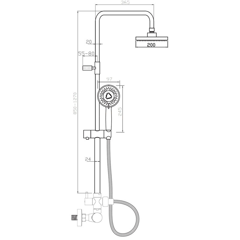 Bathroom Set Showering Column Thermostatic Shower Mixer Pole Chrome Plated Steel