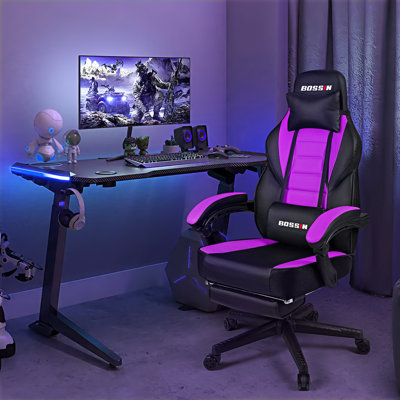 Chaises de jeu BOSIN avec repose-pieds, chaises de jeu d'ordinateur ergonomiques avec support lombaire