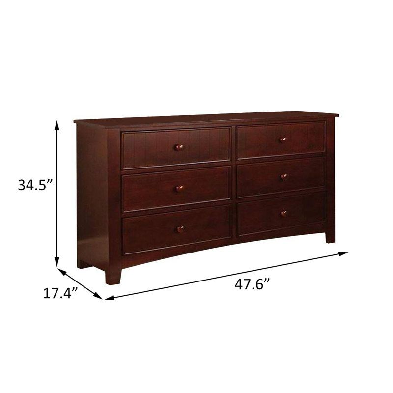 Commode 6 tiroirs l 47,6 po, Cerisier