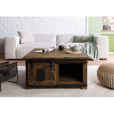 Solid Wood Four Leg Coffee Table with Storage