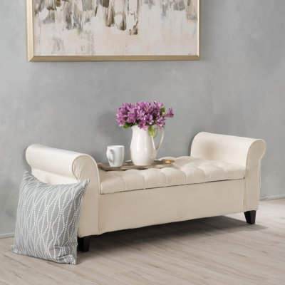Banc de rangement avec accoudoirs, repose-pieds capitonné