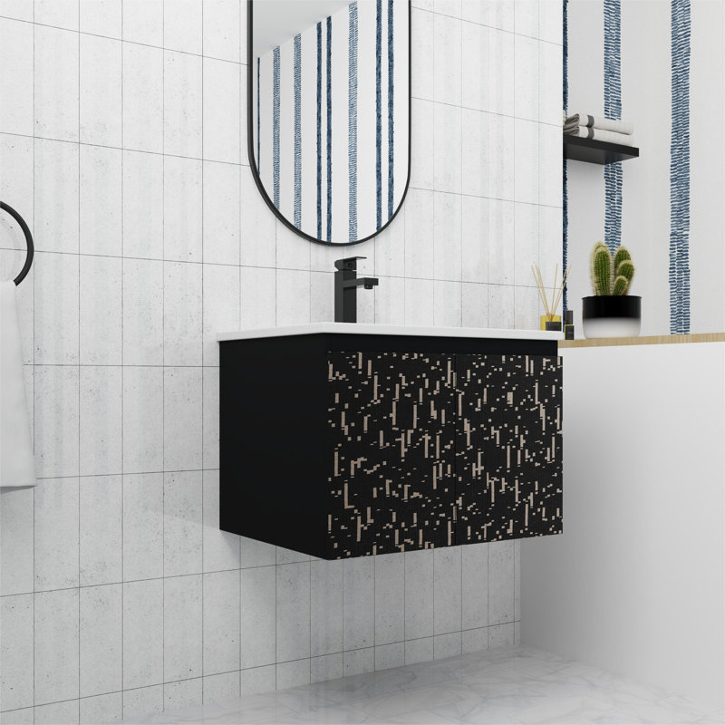 Meuble-lavabo simple 24,02 po avec dessus en céramique Caseville
