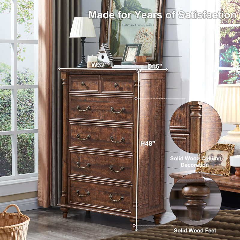 Reclaimed Barnwood Antique Finish 6-Drawer Solid Wood Dresser