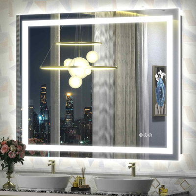 Wayfair Basics® UL Certified Front & Back LED Anti-Fog Tempered Glass Bathroom/Vanity Mirror with 3-Year Warranty