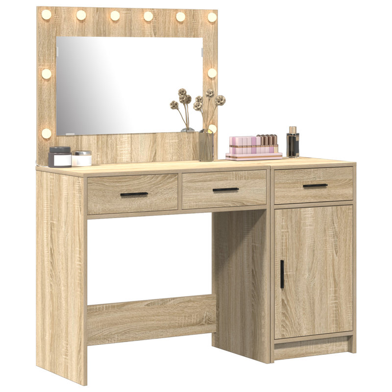 Set Of 2 Engineered Wood Dressing Table, Sonoma Oak 1
